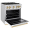 Autograph Edition 30 In. 4.2 Cu. Ft. Classic Gas Range With 4 Burner Cooktop And Convection Gas Oven In Stainless Steel With White Matte Door And Polished Gold Accents
