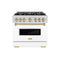 Autograph Edition 36 In. 5.2 Cu. Ft. Classic Gas Range With 6 Burner Cooktop And Convection Gas Oven In Stainless Steel With White Matte Door And Champagne Bronze Accents