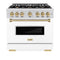 Autograph Edition 36 In. 5.2 Cu. Ft. Classic Gas Range With 6 Burner Cooktop And Convection Gas Oven In Stainless Steel With White Matte Door And Champagne Bronze Accents