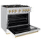 Autograph Edition 36 In. 5.2 Cu. Ft. Classic Gas Range With 6 Burner Cooktop And Convection Gas Oven In Stainless Steel With White Matte Door And Champagne Bronze Accents