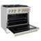 Autograph Edition 36 In. 5.2 Cu. Ft. Classic Gas Range With 6 Burner Cooktop And Convection Gas Oven In Stainless Steel With White Matte Door And Polished Gold Accents