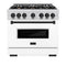 Autograph Edition 36 In. 5.2 Cu. Ft. Classic Gas Range With 6 Burner Cooktop And Convection Gas Oven In Stainless Steel With White Matte Door And Matte Black Accents