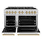 Autograph Edition 48 In. 6.7 Cu. Ft. Classic Double Oven Gas Range With 8 Burner Cooktop In Stainless Steel With White Matte Doors And Champagne Bronze Accents