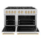 Autograph Edition 48 In. 6.7 Cu. Ft. Classic Double Oven Gas Range With 8 Burner Cooktop In Stainless Steel With White Matte Doors And Polished Gold Accents