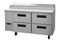 Refrigerator, Two Section Pizza Prep Table, Stainless Drawers