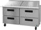 Refrigerator, Two Section Mega Top Prep Table, Stainless Drawers