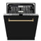 Autograph Edition 24 In. Monument Series 3rd Rack Top Touch Control Tall Tub Dishwasher In Black Matte With Champagne Bronze Handle, 45dba