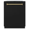 Autograph Edition 24 In. Monument Series 3rd Rack Top Touch Control Tall Tub Dishwasher In Black Matte With Polished Gold Handle, 45dba