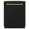 Autograph Edition 24 In. Monument Series 3rd Rack Top Touch Control Tall Tub Dishwasher In Black Matte With Polished Gold Handle, 45dba