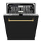 Autograph Edition 24 In. Monument Series 3rd Rack Top Touch Control Tall Tub Dishwasher In Black Matte With Polished Gold Handle, 45dba