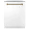 Autograph Edition 24 In. Monument Series 3rd Rack Top Touch Control Tall Tub Dishwasher In White Matte With Champagne Bronze Accent Handle, 45dba