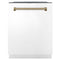Autograph Edition 24 In. Monument Series 3rd Rack Top Touch Control Tall Tub Dishwasher In White Matte With Champagne Bronze Accent Handle, 45dba