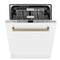 Autograph Edition 24 In. Monument Series 3rd Rack Top Touch Control Tall Tub Dishwasher In White Matte With Champagne Bronze Accent Handle, 45dba
