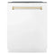 Autograph Edition 24 In. Monument Series 3rd Rack Top Touch Control Tall Tub Dishwasher In White Matte With Polished Gold Accent Handle, 45dba