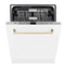 Autograph Edition 24 In. Monument Series 3rd Rack Top Touch Control Tall Tub Dishwasher In White Matte With Polished Gold Accent Handle, 45dba