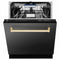 Autograph Edition 24 In. Tallac Series 3rd Rack Top Control Built-in Tall Tub Dishwasher In Black Stainless Steel With Champagne Bronze Handle, 51dba