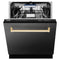 Autograph Edition 24 In. Tallac Series 3rd Rack Top Control Built-in Tall Tub Dishwasher In Black Stainless Steel With Champagne Bronze Handle, 51dba