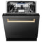 Autograph Edition 24 In. 3rd Rack Top Control Tall Tub Dishwasher In Black Stainless Steel With Polished Gold Accent Handle, 51dba
