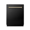 Autograph Edition 24 In. 3rd Rack Top Control Tall Tub Dishwasher In Black Stainless Steel With Polished Gold Accent Handle, 51dba