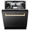 Autograph Edition 24 In. 3rd Rack Top Control Tall Tub Dishwasher In Black Stainless Steel With Polished Gold Accent Handle, 51dba
