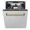 Autograph Edition 24 In. Tallac Series 3rd Rack Top Control Built-in Tall Tub Dishwasher With Satin Stainless Steel Panel And Champagne Bronze Handle, 51dba