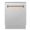 Autograph Edition 24 In. Tallac Series 3rd Rack Top Control Built-in Tall Tub Dishwasher With Satin Stainless Steel Panel And Champagne Bronze Handle, 51dba