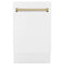 Autograph Edition 18 In. Compact 3rd Rack Top Control Dishwasher In White Matte With Champagne Bronze Accent Handle, 51dba