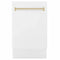 Autograph Edition 18 In. Compact 3rd Rack Top Control Dishwasher In White Matte With Polished Gold Accent Handle, 51dba