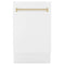 Autograph Edition 18 In. Compact 3rd Rack Top Control Dishwasher In White Matte With Polished Gold Accent Handle, 51dba