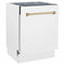 Autograph Edition 24 In. 3rd Rack Top Control Tall Tub Dishwasher In White Matte With Champagne Bronze Accent Handle, 51dba