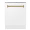 Autograph Edition 24 In. 3rd Rack Top Control Tall Tub Dishwasher In White Matte With Champagne Bronze Accent Handle, 51dba