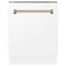 Autograph Edition 24 In. 3rd Rack Top Control Tall Tub Dishwasher In White Matte With Champagne Bronze Accent Handle, 51dba