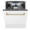 Autograph Edition 24 In. 3rd Rack Top Control Tall Tub Dishwasher In White Matte With Champagne Bronze Accent Handle, 51dba