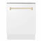 Autograph Edition 24 In. 3rd Rack Top Control Tall Tub Dishwasher In White Matte With Polished Gold Accent Handle, 51dba