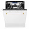 Autograph Edition 24 In. 3rd Rack Top Control Tall Tub Dishwasher In White Matte With Polished Gold Accent Handle, 51dba