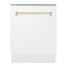 Autograph Edition 24 In. 3rd Rack Top Control Tall Tub Dishwasher In White Matte With Polished Gold Accent Handle, 51dba