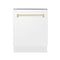 Autograph Edition 24 In. 3rd Rack Top Control Tall Tub Dishwasher In White Matte With Polished Gold Accent Handle, 51dba