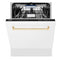 Autograph Edition 24 In. 3rd Rack Top Control Tall Tub Dishwasher In White Matte With Polished Gold Accent Handle, 51dba