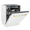 Autograph Edition 24 In. 3rd Rack Top Control Tall Tub Dishwasher In White Matte With Polished Gold Accent Handle, 51dba
