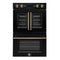 Asti 30-Inch Double Electric Wall Oven with Upper French Doors in & Antique Brass, 7.36 cu. ft. Dual True Convection, 7,200W, Air Fry, Sous Vide, Self-Clean