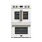 Asti 30-Inch Double Electric Wall Oven with Upper French Doors in & Antique Brass, 7.36 cu. ft. Dual True Convection, 7,200W, Air Fry, Sous Vide, Self-Clean