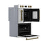Asti 30-Inch Double Electric Wall Oven with Upper French Doors in & Antique Brass, 7.36 cu. ft. Dual True Convection, 7,200W, Air Fry, Sous Vide, Self-Clean