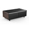 Evoluto Tavolo 51-Inch Smart Coffee Table with Wood-Accent Sides – Dual Cooling Zones, Wireless Charging Pad & Built-In Bluetooth Speakers