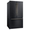 Rivello 36 Inch French Door Refrigerator in with Antique Brass, Internal Water Dispenser, Filtered Ice, Adjustable Shelves, Energy Star Certified