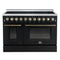 Paolo 48 Inch Freestanding Electric Range in Black with Antique Brass, 6.7 cu.ft, True Convection Oven, Energy Efficient