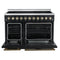 Paolo 48 Inch Freestanding Electric Range in Black with Antique Brass, 6.7 cu.ft, True Convection Oven, Energy Efficient