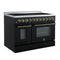 Paolo 48 Inch Freestanding Electric Range in Black with Antique Brass, 6.7 cu.ft, True Convection Oven, Energy Efficient