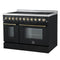 Paolo 48 Inch Freestanding Electric Range in Black with Antique Brass, 6.7 cu.ft, True Convection Oven, Energy Efficient