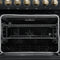 Paolo 48 Inch Freestanding Electric Range in Black with Antique Brass, 6.7 cu.ft, True Convection Oven, Energy Efficient