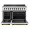 Paolo 48 Inch Freestanding Electric Range in White with Antique Brass, 6.7 cu.ft, True Convection Oven, Energy Efficient